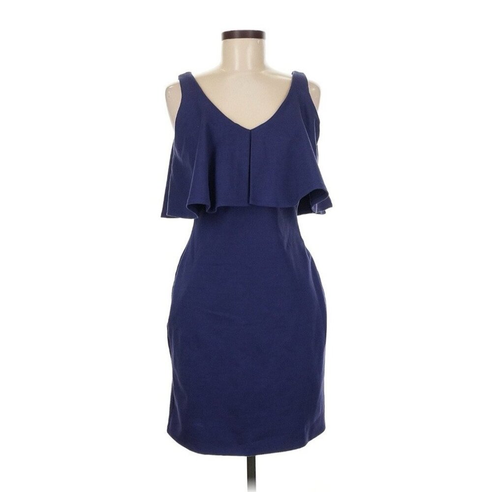 NEW Gianni Bini Flutter Ruffle Top Sleeveless Dress Medium Navy Blue NWT $109